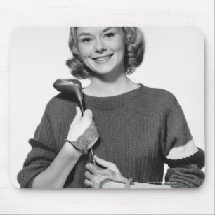Mousepad Mulher que guardara o clube de golfe