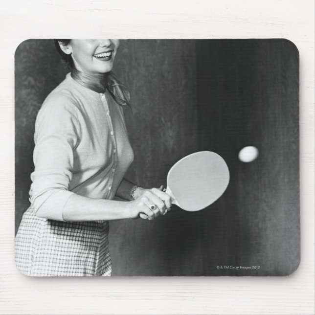 Mousepad Mulher que joga o ténis de mesa (Frente)