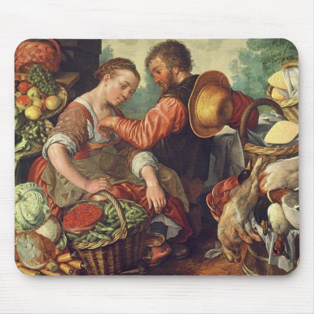Mousepad Mulher que vende os vegetais, 1567 (óleo em (Frente)