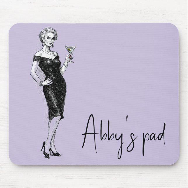 Mousepad Mulher Sofisticada Com Martini (Frente)