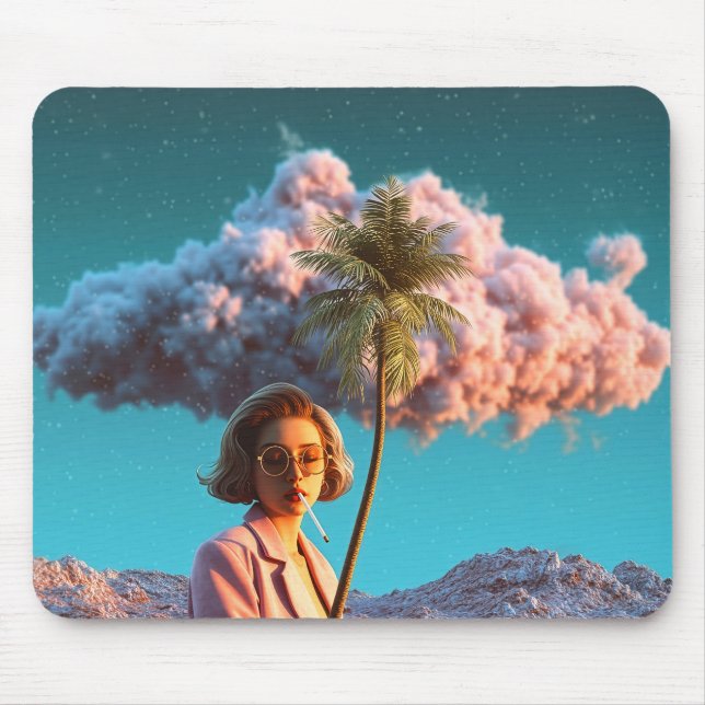 Mousepad Mulher Surrealista com Palmeira (Frente)