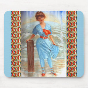 Mousepad Mulher vitoriana de 1890 na praia