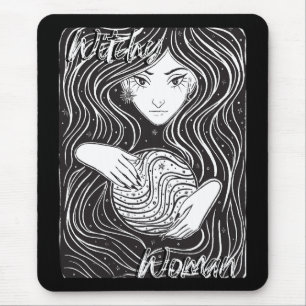 Mousepad Mulher Witchy Black and White