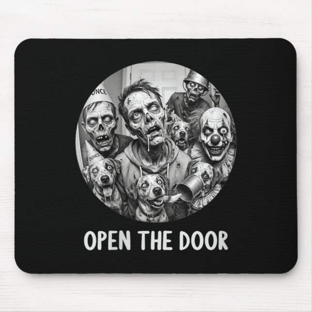 Mousepad Mulheres Abra A Porta Cães Zumbis Funny Halloween (Frente)