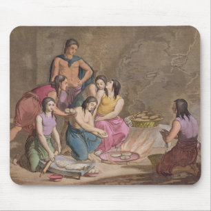 Mousepad Mulheres astecas que fazem o pão do milho, Méxic