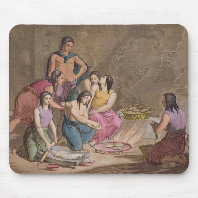 Mousepad Mulheres astecas que fazem o pão do milho, México, (Frente)