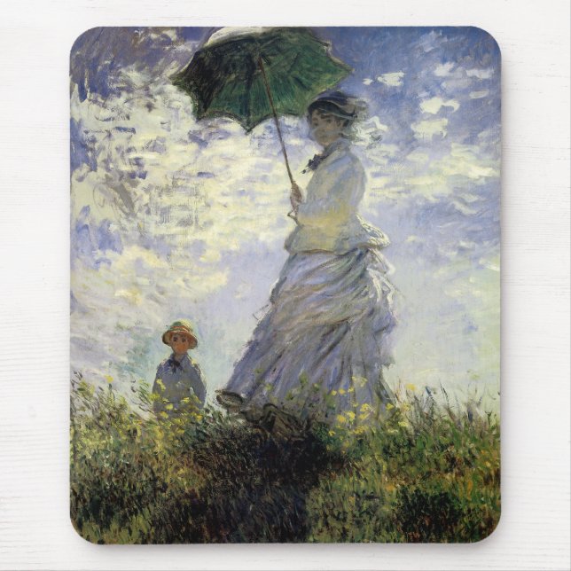 Mousepad Mulheres com Parasol ~ Madame Monet com seu filho (Frente)