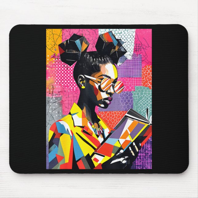 Mousepad Mulheres educadas da história negra geométrica len (Frente)