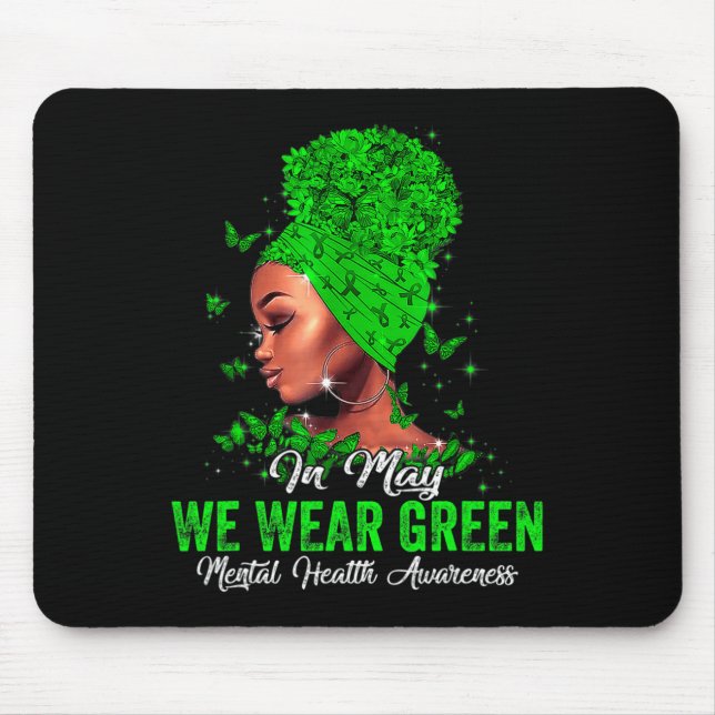 Mousepad Mulheres em maio Vestimos Consciência Mental Verde (Frente)