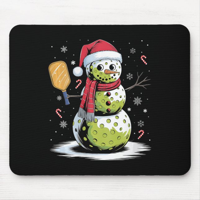 Mousepad Mulheres Engraçadas Pickleball Snowman Santa Hat X (Frente)