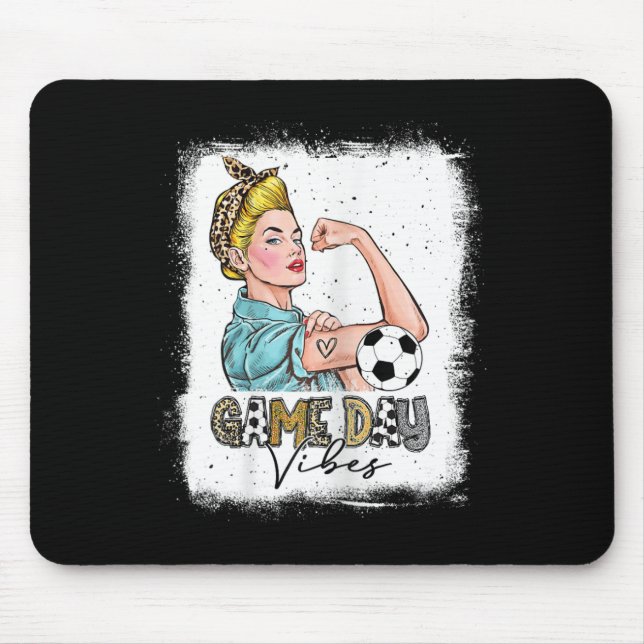 Mousepad Mulheres Futebol Dia de Jogo Vibes Mãe de Futebol  (Frente)