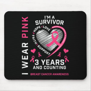 Mousepad Mulheres grátis de 3 anos de Cancer Eu Visto rosa