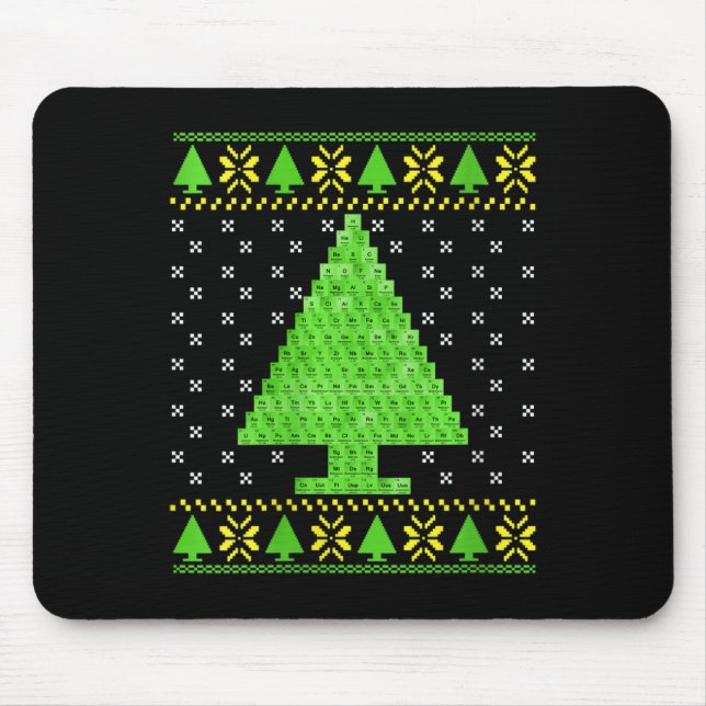 Mousepad Mulheres Mesa Periódica Suéter de Natal Feio (Frente)
