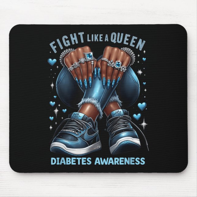 Mousepad Mulheres Negras Lutam Como Uma Rainha Diabetes Con (Frente)