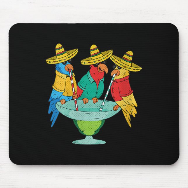 Mousepad Mulheres Parrot Cinco De Mayo Funny Bebendo Tequil (Frente)