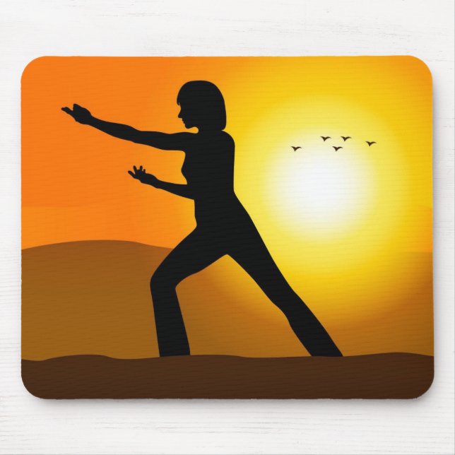 Mousepad Mulheres Silhouette Fazendo Tai Chi (Frente)