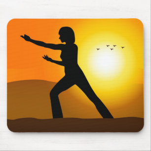 Mousepad Mulheres Silhuette fazendo Tai Chi