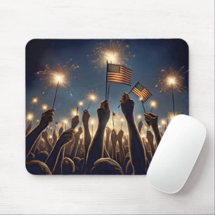 Mousepad Multidão com sinalizadores e faíscas americanos