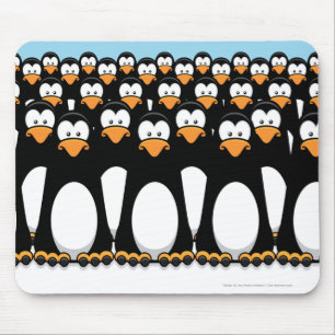 Mousepad Multidão de pinguins engraçados dos desenhos