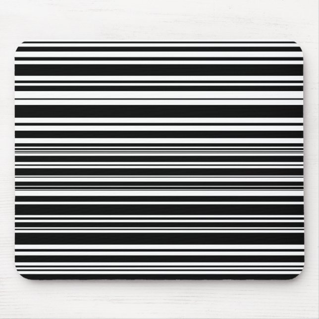Mousepad Multidões de Listras Pretas e Brancas Desiguais (Frente)