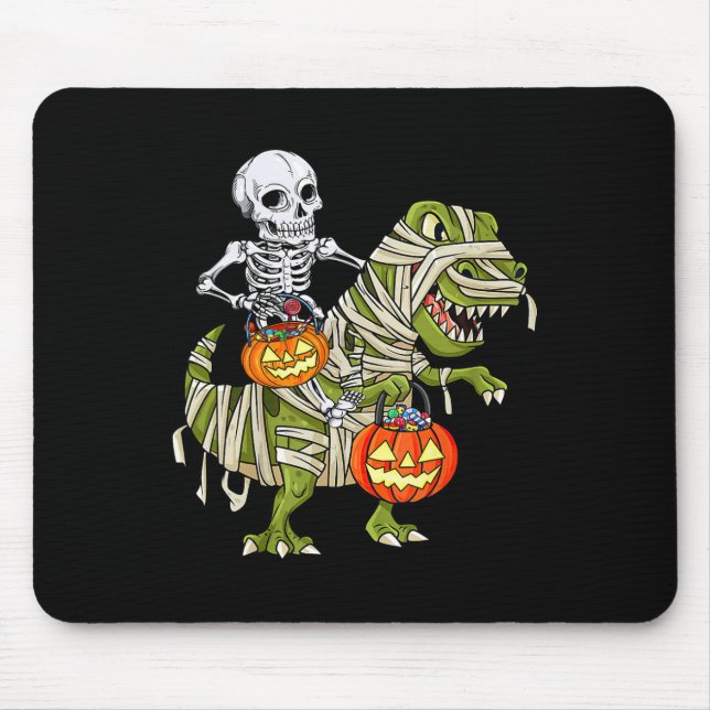 Mousepad Múmia de Esqueleto Montando Dinossauro T Rex Diver (Frente)