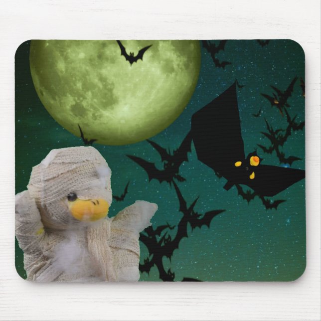 Mousepad Múmia, Morcego e Lua Halloween (Frente)