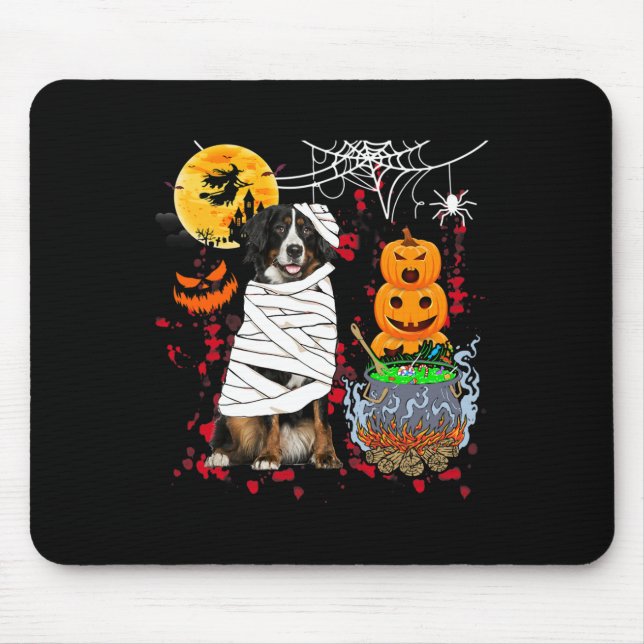 Mousepad Mummy Bernese Mountain Dog Halloween Cachorro Assu (Frente)