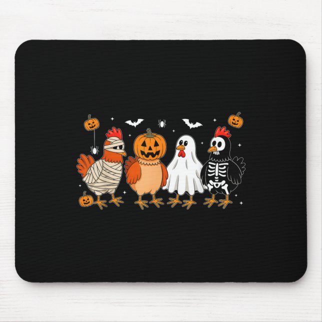 Mousepad Mummy Chicken Skeleton Ghost Pumpkin Halloween Chi (Frente)