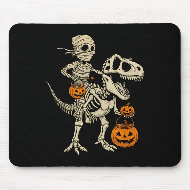 Mousepad Mummy Skeleton Andando Dinossauro T Rex Crianças H (Frente)