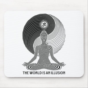 Mousepad Mundo de Ioga Ilusão Yin Yang Zen Garota Meditação