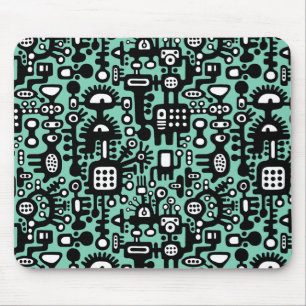 Mousepad Mundo de Mechanoid - preto e branco com luz -