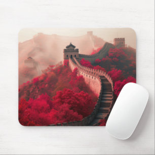 Mousepad Muro de excelente da China no outono - Vermelho Cê