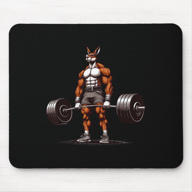 Mousepad Muscle Kangaroo Deadelevando Engraçado Gym Weeleva (Frente)