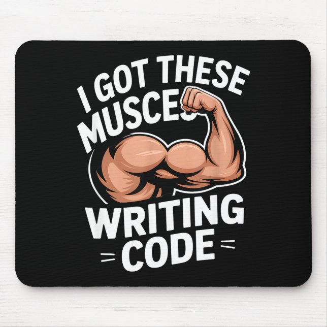 Mousepad Músculos engraçados escrevendo código dizendo prog (Frente)