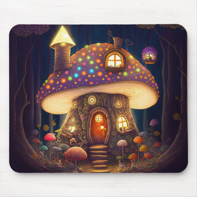 Mousepad Mushroom House Fantasy Art (Frente)