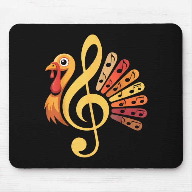Mousepad Music Note Symbol Turkey Teacher Fall Thanksgiving (Frente)