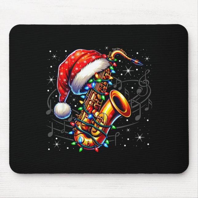 Mousepad Music Notes Treble Clef Christmas Saxophone Jazz M (Frente)