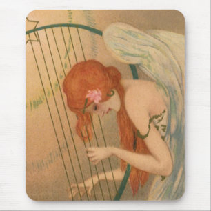 Mousepad Música Antiga Anjos Músicos Flauta Harpa Vitoriano