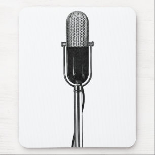 Mousepad Música Antiga, Microfone Retro à Moda Antiga