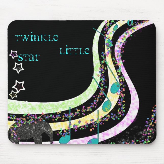 Mousepad Música, cintilação, pouco, estrela (Frente)