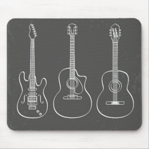 Mousepad Música de trio de guitarra retro grunge