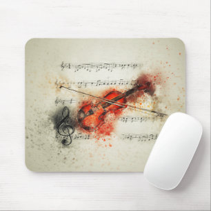 Mousepad Música e Violino de Folha de Água