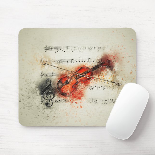 Mousepad Música e Violino de Folha de Água (Com mouse)