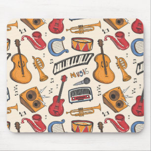 Mousepad Música legal Ameaçada Tambores de Piano Violão Mai
