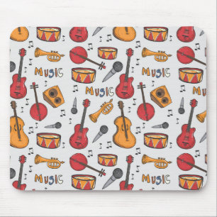 Mousepad Música legal Ameaçou Tambores Banjo Violão Mais Vi