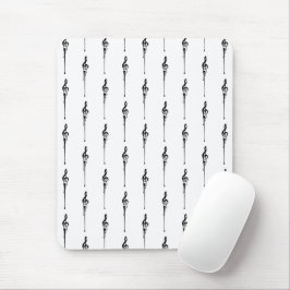 Mousepad Música Motif Derretendo Treble Clef Preto e Branco