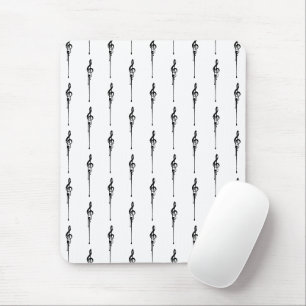 Mousepad Música Motif Derretendo Treble Clef Preto e Branco