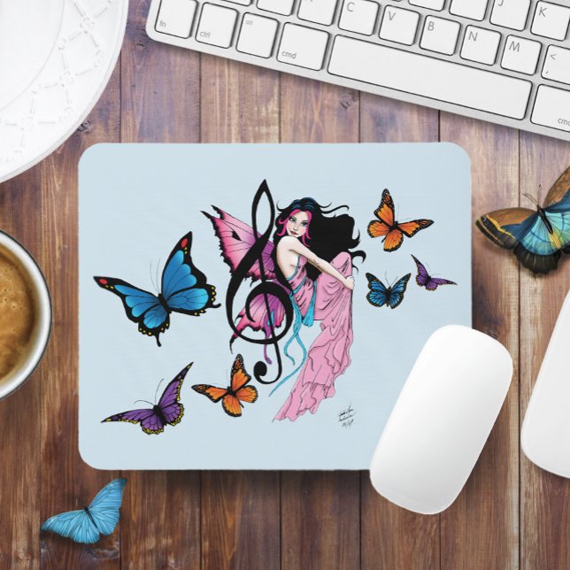 Mousepad Música Nota Borboletas Fadas (Criador carregado)