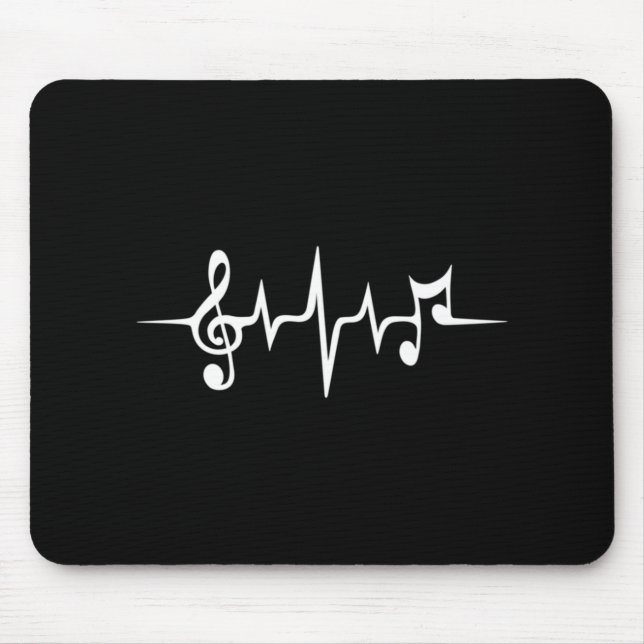 Mousepad Música Pulse Notes Clef Frequency Wave Sound (Frente)