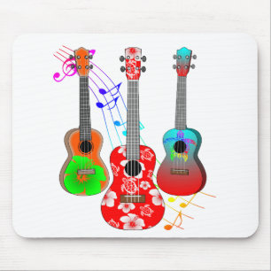 Mousepad Música tropical do jogador do Ukulele da ilha